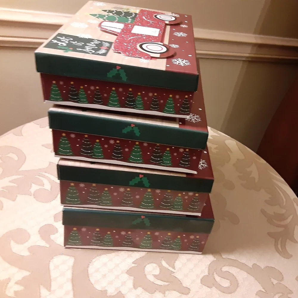 Merry & Bright Red Truck Set of 4 Nesting Boxes